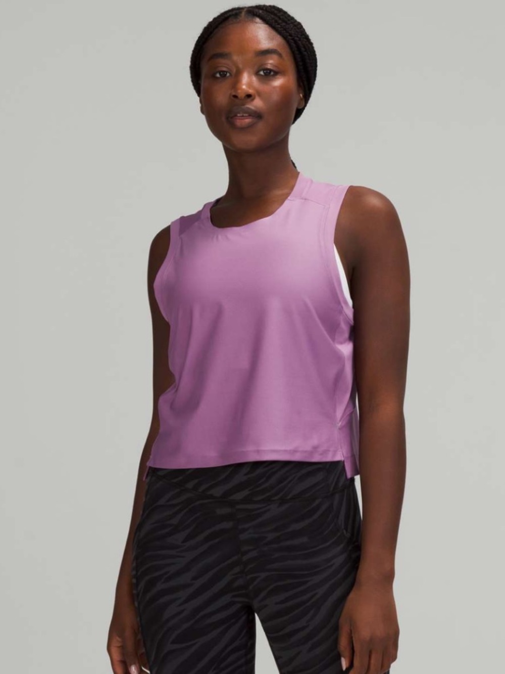 Mesh Back Cropped Train Tank Top
